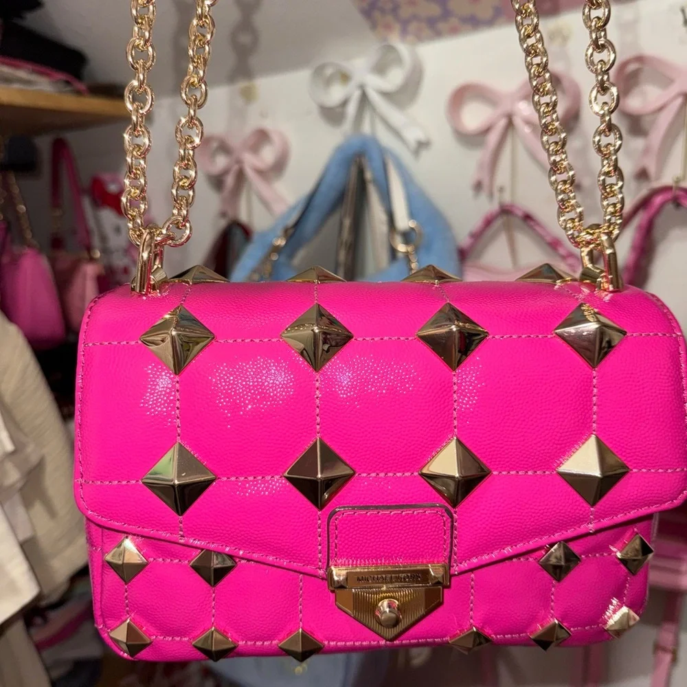 Michael Kors SoHo Small Studded Quilted Patent Leather Shoulder Bag - Picture 7 of 9